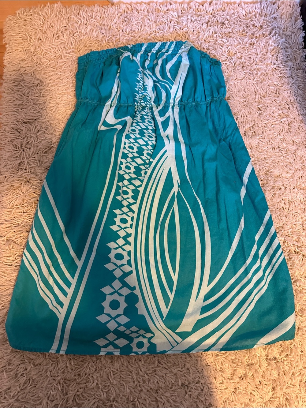 Vintage Garage Strapless Swim Cover-Up Dress in Teal